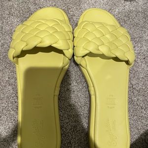 Seychelles Anthropologie yellow puffy sandals